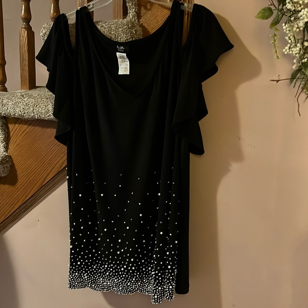MSK Women cold shoulder special occasion top beautifully embellished.